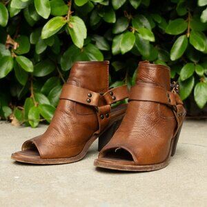 FRYE Open Toe Leather Boots